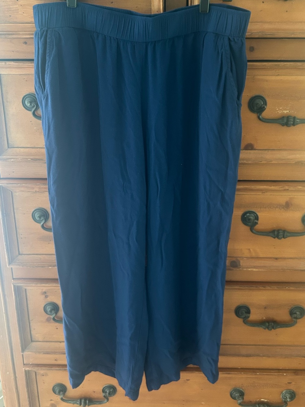 Johnny Was Calme' Blue Wide Leg Crop Pull On Pants Womens X-Large Relaxed Flowy